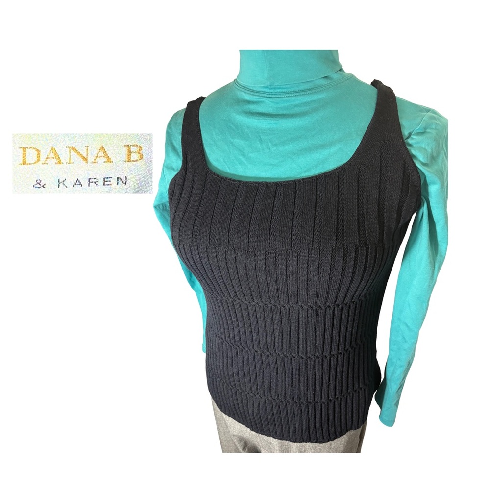 Dana B & Karen XL Black Ribbed Tank Top Heavy Sweater Women's Top